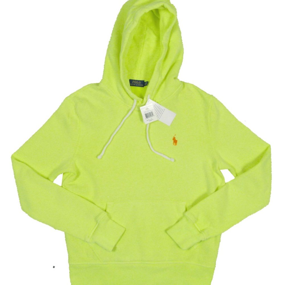 NEW Polo Ralph Lauren Hoodie Sweatshirt XS M Bright Yellow With Orange Player